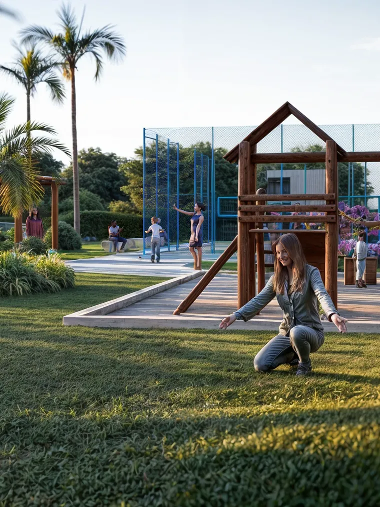 Imagem 3D do projeto: playground na área de lazer